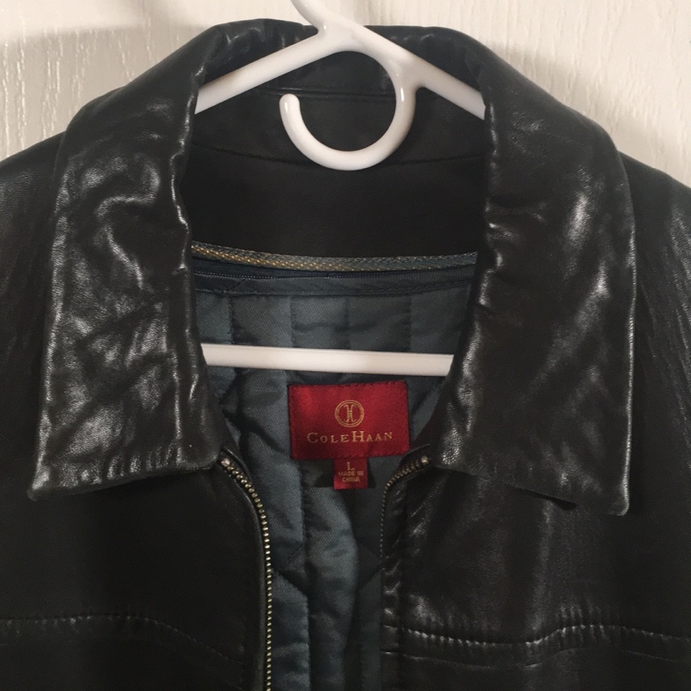 Cole Haan Men’s Genuine Leather Jacket with Liner - Picture 2 of 7